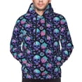 thumbnail image 4 of KLL Flower Blue Skull Print Mens Hoodie Long Sleeve Casual Pullover Hooded Sweatshirt Fashion Drawstring Hoodies with Pocket-3X-Large, 4 of 6