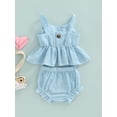 thumbnail image 5 of Musuos Baby Girl Summer Shorts Set 3M 6M 9 12M 18M Striped Print Big Bow Embellished Sleeveless Camisole + High Waist Stretch Shorts, 5 of 9