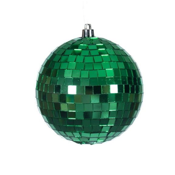 4" Green Mirror Ball Ornament 6/Bag