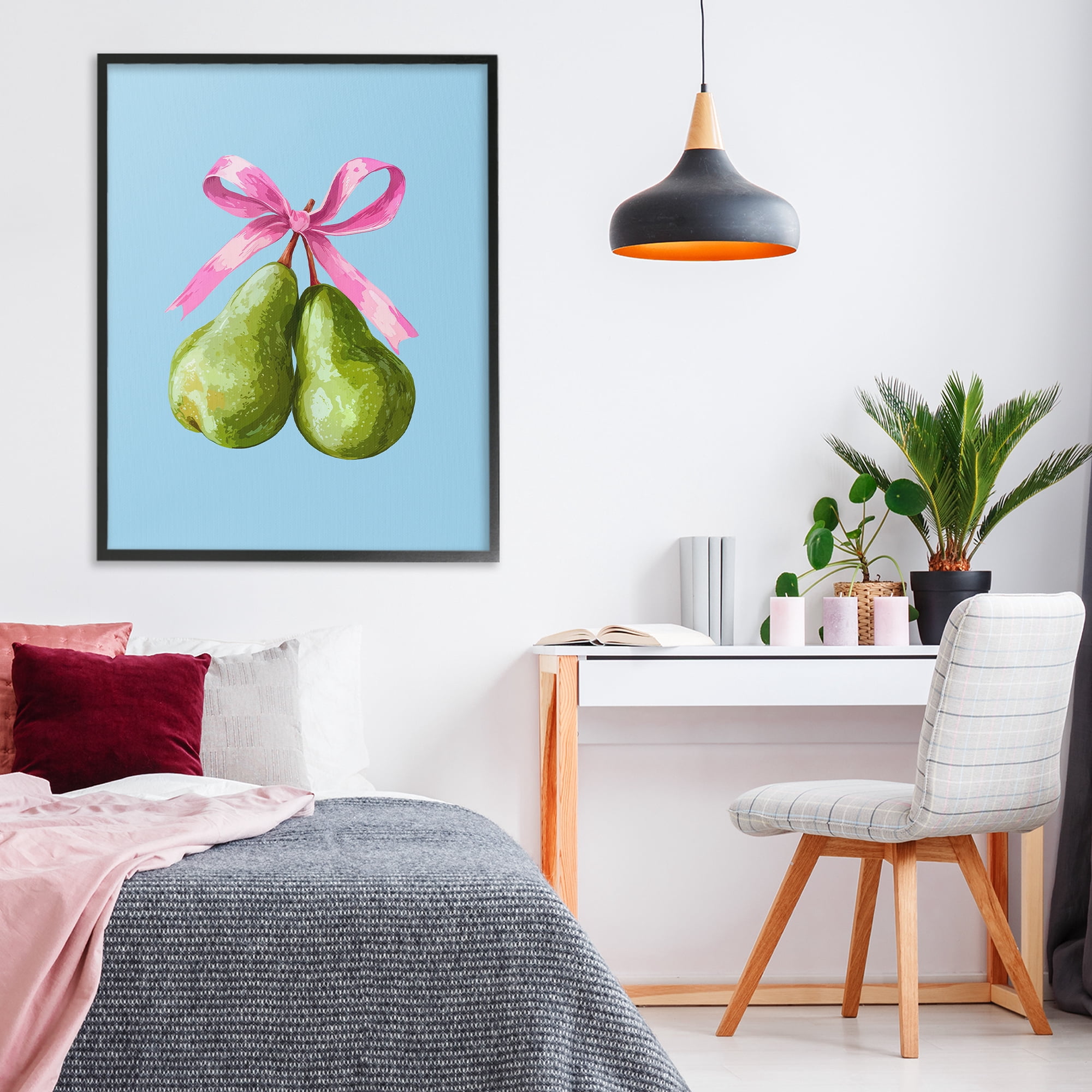 Stupell Industries Twin Pears with Ribbon Black Framed Giclee Art, design by Imagine It Images