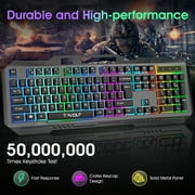 Muzpu Gaming Keyboard,Mechanical Keyboard,Wired Keyboard,IP57 Waterproof,Ultra Sensitive & Quiet Response,RGB Gaming Backlit Keyboard for PC/Mac Gamers,Black