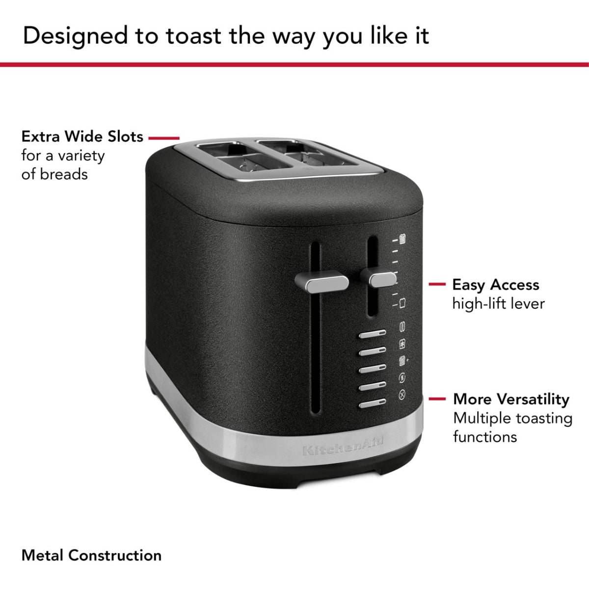 KitchenAid 2 Slice Metal Toaster | Cast Iron Black
