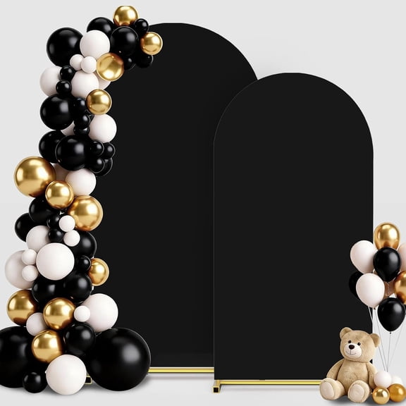 Arch Backdrop Cover Set of 2(7.2FT 6FT), Spandex Fitted Arch Covers Stretchy Backdrop for Wedding, Birthday, Party, Shower, Ceremony Banquet Decoration(Black)