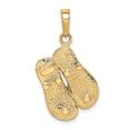 thumbnail image 4 of Real 14kt and Rhodium Large Double Flip-Flop Pendant; for Adults and Teens; for Women and Men, 4 of 4