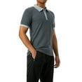thumbnail image 5 of Blotona Men's Short Sleeve Polo Shirts Quarter-Zip Casual Slim Fit Lapel Neck Contrast Color Basic Designed Shirts, 5 of 10