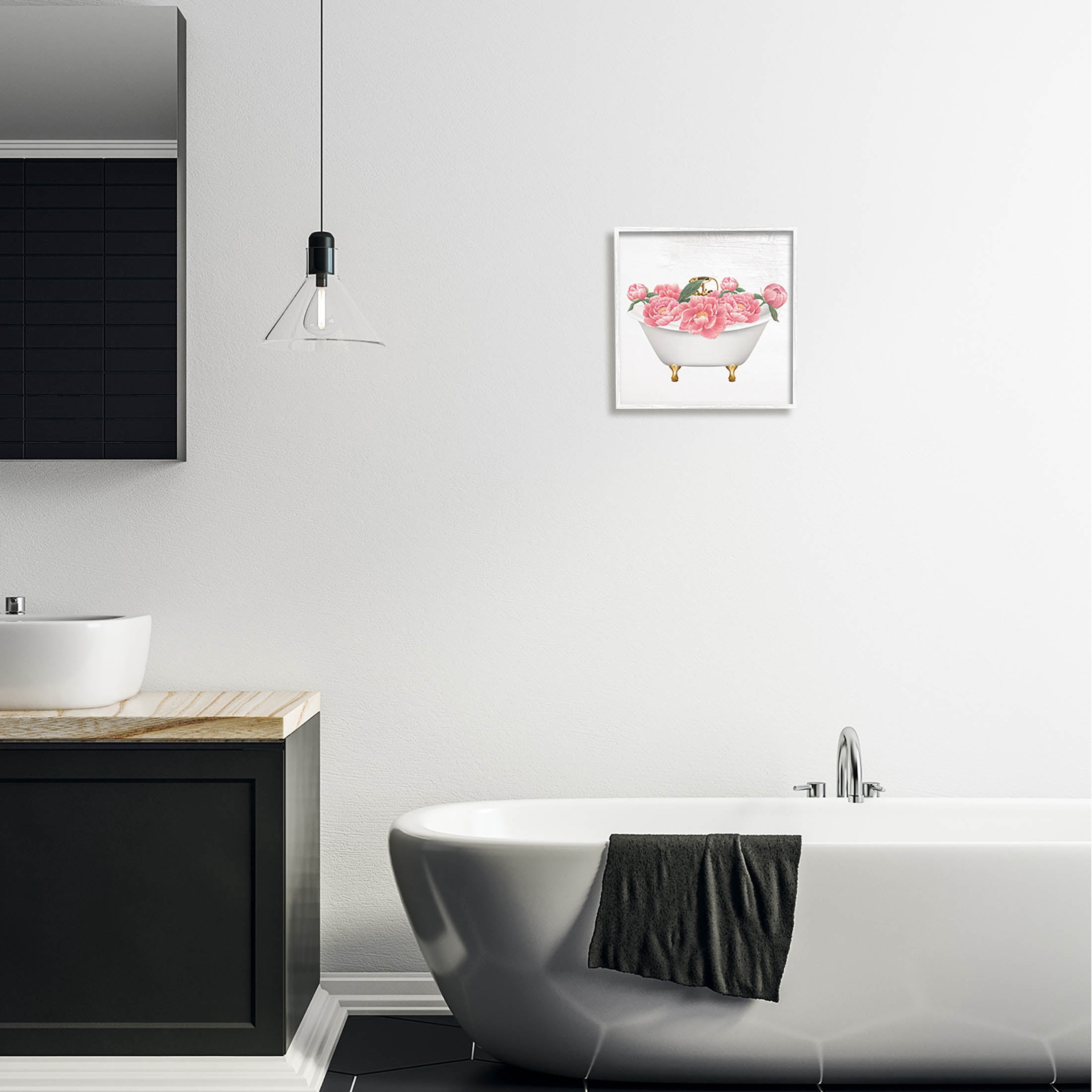 Budding Peony Vintage Tub Botanical & Floral Graphic Art White Framed Art Print Wall Art