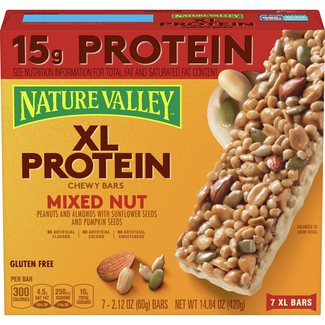 Nature Valley 15g XL Protein Chewy Granola Bars, Mixed Nut, 7 Ct, 14.84