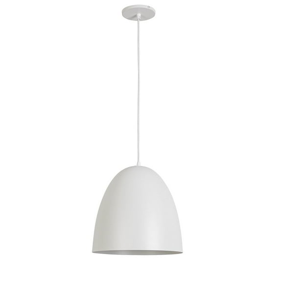Dainolite 1 Light Pendant in Matte White w/ Matte White Metal Shade