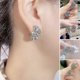 thumbnail image 2 of par de pendientes de botón con temperamento brillante, elegantes, geométricos, brillantes, para vestir, regalos de San Valentín, para mujer, color blanco, código de producto 65770 blanco, 2 of 5