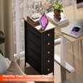 thumbnail image 2 of Narrow Dresser Storage Tower with 5 Drawers, Slim Dresser Chest of Drawers with Steel Frame, Wood Top, Golden Knobs, White Dresser for Bedroom, Bathroom, Small Spaces, Laundry, Closet,Black, 2 of 13