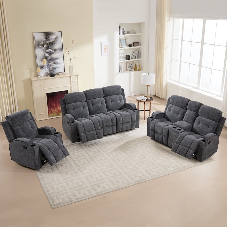 Bonzy Home 1+2+3 Manual Reclining Sofa Set, Single Chair, Loveseat