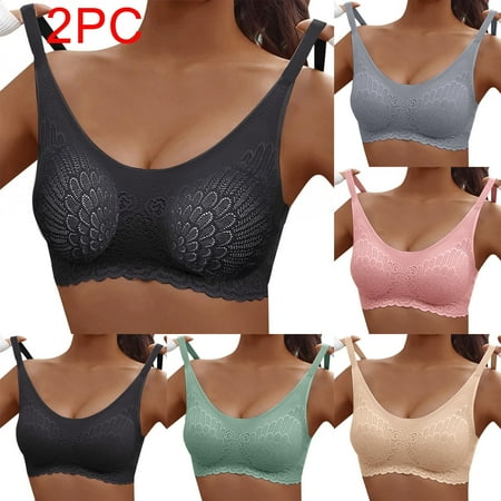 Dazajoo Womens Wireless Comfortable Bra Seamless Bras No Underwire Push Up Bralettes with Support Lightweight Sport Underwear for Women 2Pack Today s Deals Black L