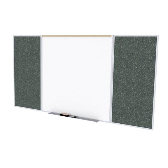 Ghent's Ceramic 4' x 10' Rubber Bulletin & Mag. Whiteboard Set in Confetti