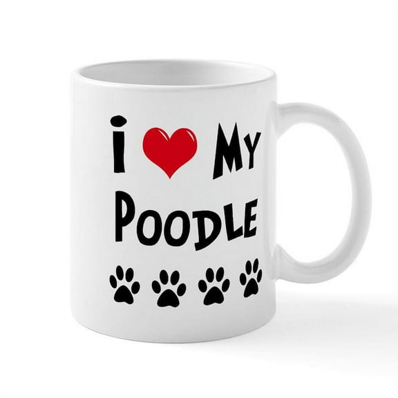 CafePress - I Love My Poodle Mug - 11 oz Ceramic Mug - Novelty Coffee Tea Cup