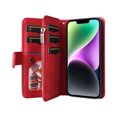 thumbnail image 6 of Allytech Flip Wallet Case for iPhone 15, Vintage PU Leather Folio Stand Shockproof Zipper Pocket 9 Cards Slots Protective Wallet Case Cover for Apple iPhone 15 6.1" - Red, 6 of 13