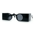 thumbnail image 4 of Keyhole Bridge Rectangle Bar Shape Round Circle Lens Hipster Sunglasses All Black, 4 of 8