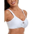 thumbnail image 5 of Ocean Blues Women's Retro Bow Tie Cutout Bikini Top Lace Up Back Swimsuit Plunging Padded Bathing Suit Top White, 5 of 6