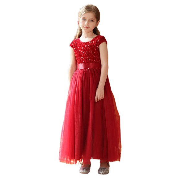 XEGLSBU Flower Girl Dress Toddler Ivory Elegant Girls Formal Dress for Recital Pageant Performance Tutu Gown with Skirt and Sash Red Size 15-16 Years