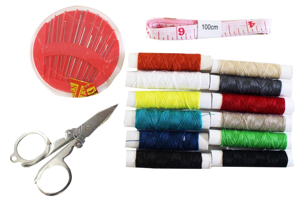 1 Set Home Travel Sewing Kit Thread Threader Needle Tape Measure Scissor Thimble 