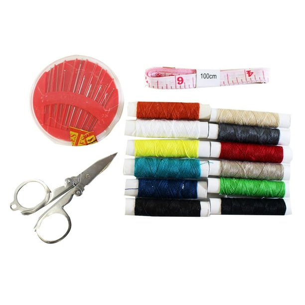 Travel Sewing Kit With Folding Scissors, Sewing Needles, Thread Selection & Tape Measure