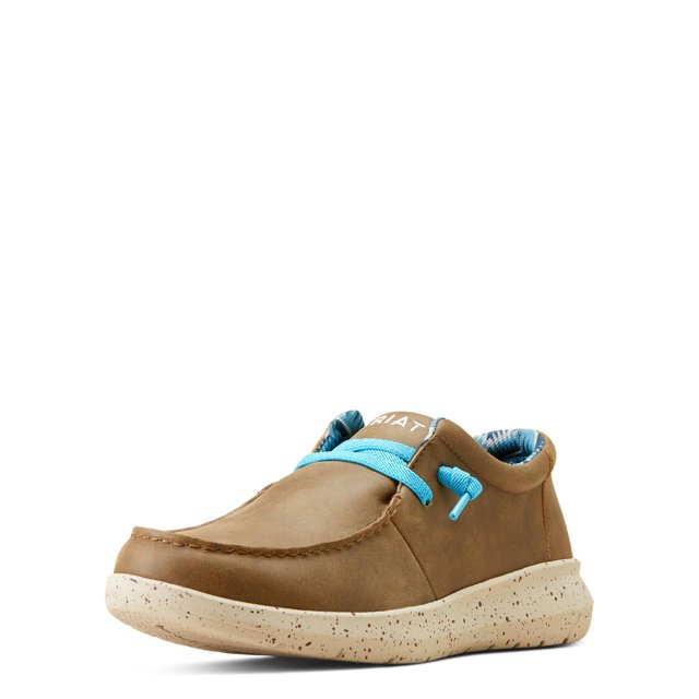 Zapatos ARIAT Hilo de gamuza color tan, puntera moc, cordones elásticos