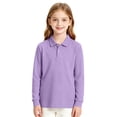 thumbnail image 6 of Girls Long Sleeve Polo Shirts Collared School Uniform Light Purple,9-10 Years, 6 of 8