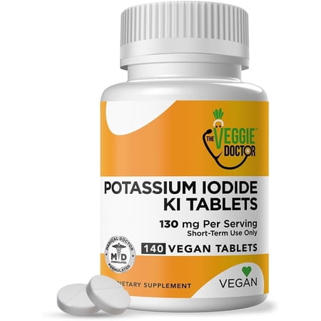 The Veggie Doctor Potassium Iodide 130mg – 140 Vegan Tablets – Iodine Supplement for Adults and Kids – USA-Made, Non-GMO, Gluten-Free