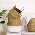 thumbnail image 4 of Clearance! Nomeni Plant Pots Handle with Handle Collapsible Straw Plaited Pushgrass Storage Basket Pot Basin Plaited Rattan Basket Garden Supplies, 4 of 4