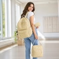 thumbnail image 6 of Quilted Gingham Floral 3 Piece Backpack Set, Lightweight Soft Plaid Laptop Daypack with Matching Crossbody Bag & Storage Pouch for Daily Commute Weekend Travel, 6 of 8
