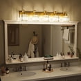 thumbnail image 7 of 5 Light Modern Crystal Bathroom Vanity Lights Gold Bathroom Light Fixtures Crystal Vanity Shower Lights Over Mirror, Mirror Glass Crystal Bathroom Vanity Lighting Fixtures, 7 of 7