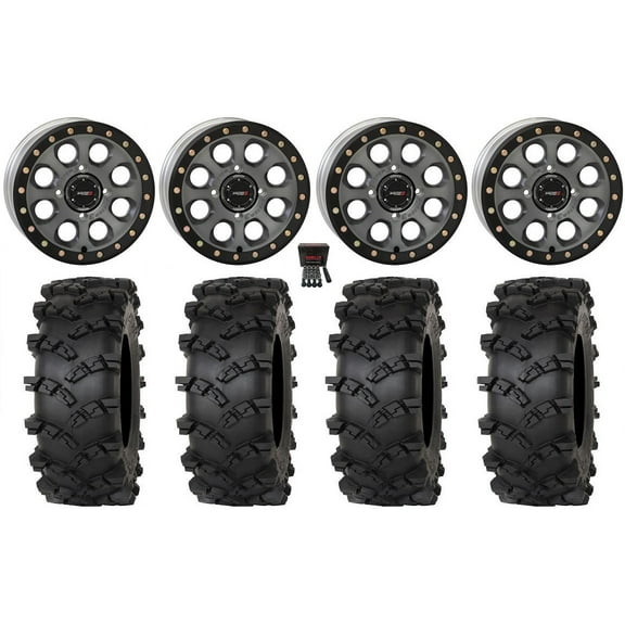 System 3 SB-7 15" Wheels Titanium (4 3) 33" Outlaw M/T Tires Polaris RZR XP 1000 / PRO XP / Ranger XP 900/1000