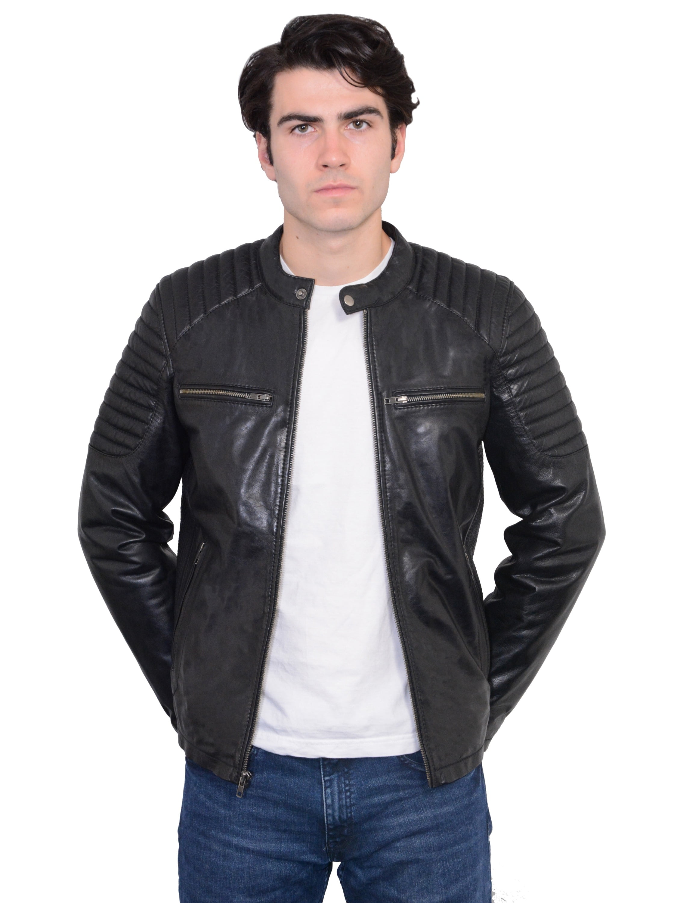 Leather Snap-collar Jacket 