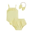thumbnail image 1 of Diconna Baby Girls Outfit, Solid Color Suspender Romper, Casual Shorts, 1 of 7