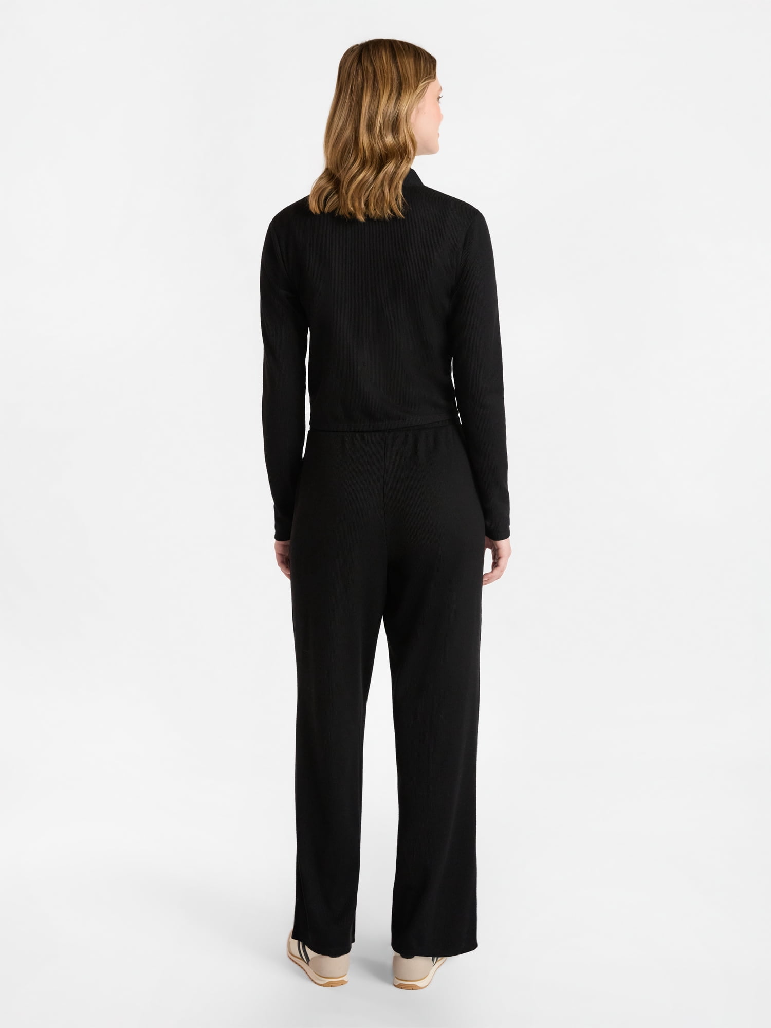 No Boundaries Waffle Knit Tank Top, Jacket, and Pants Set, 3-Piece, Women's