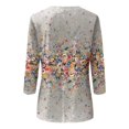 thumbnail image 4 of T Shirts For Women Tshirts Summer Tops O-Neck Three Quarter Sleeve Leisure Casual Floral Printed Blouse Holiday Female Dailywear Clothing, 4 of 4