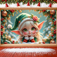 thumbnail image 2 of Colorful Design Christmas Banner Decorative Elf Holiday Theme for Christmas Party Holiday Celebration Indoor Decoration, 2 of 9