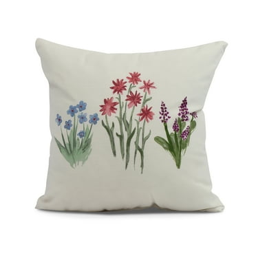 Simply Daisy, 20" x 20" Flower Trio Outdoor Pillow, Light Blue