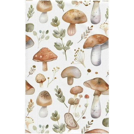 

Top-kevin Mushroom Leaves Kitchen Towel 16 x 26 Inch Dish Towel Retro Ultra Absorbent Hand Drying Cloth Tea Towel for Cooking Baking