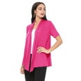 thumbnail image 3 of Women's Casual Solid Short Sleeve Basic Open Draped Front Cardigan Office Wear, 3 of 6