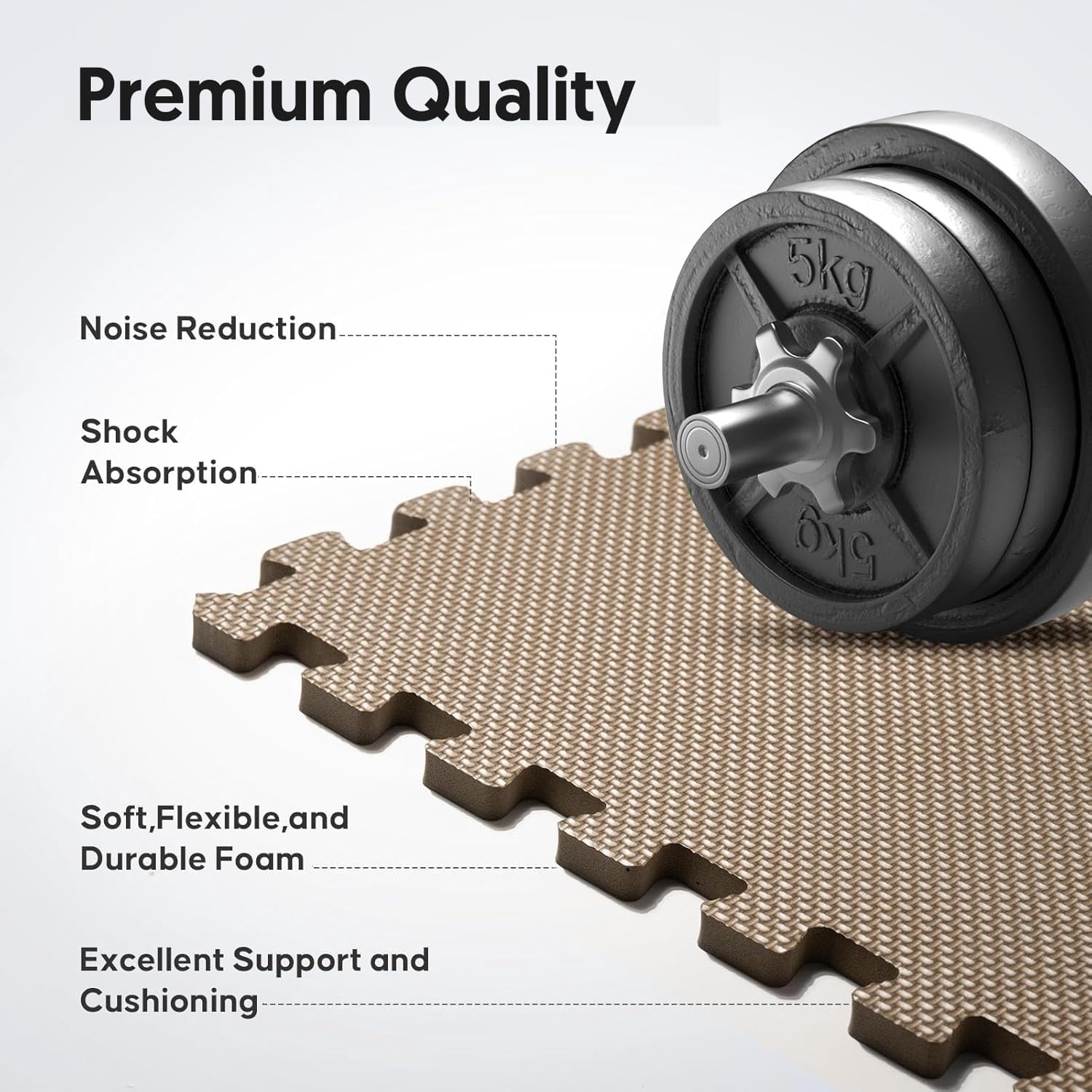 Brown 32 Pack(128 SF) Interlocking Foam Floor Tiles Exercise Mat for Home Gym and Kids' Play Areas