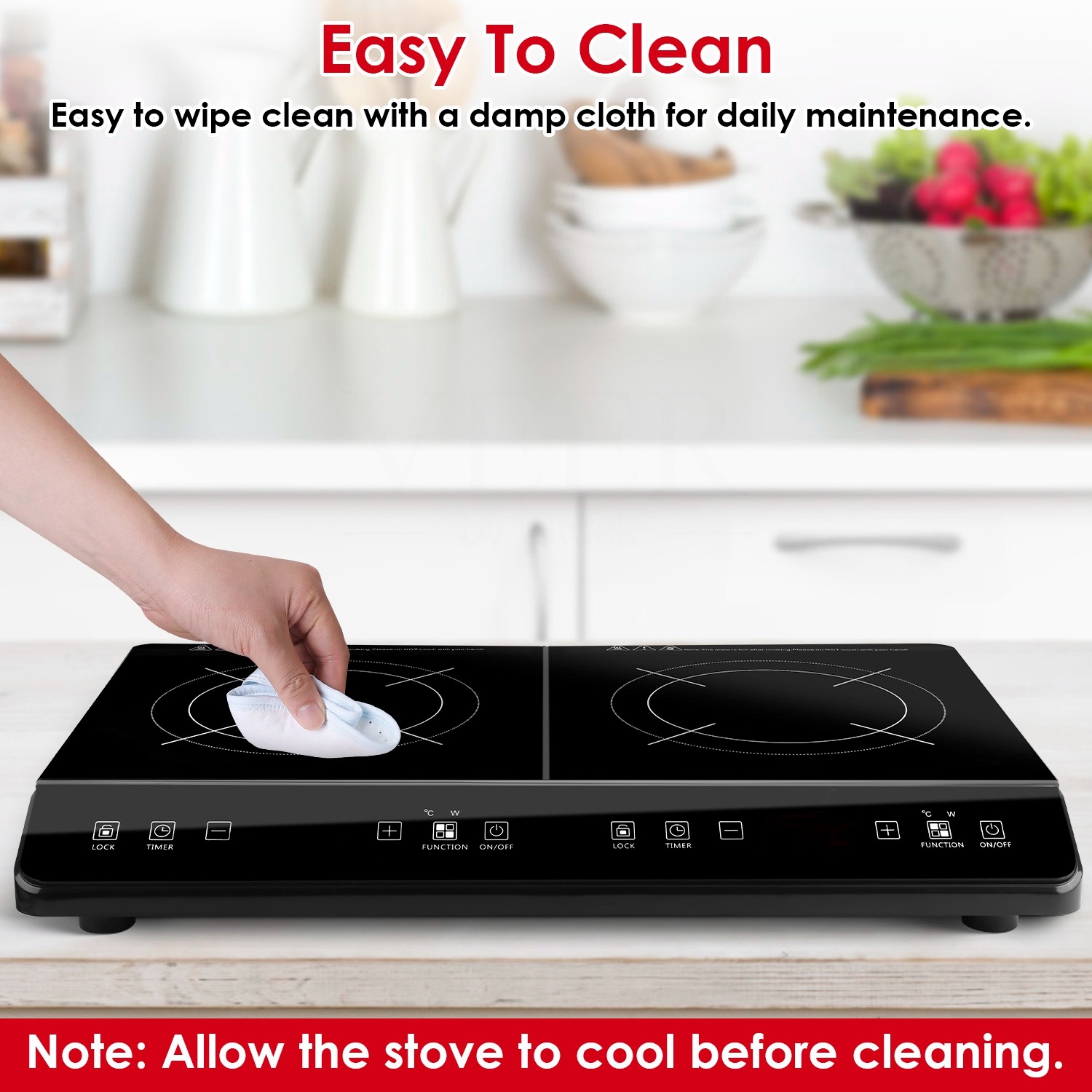 DECMAY Double Induction Cooktop,  Portable Dual Countertop Burner with Sensor Touch, 4000W  Induction Cooktop 2 Burner, Electric Countertop Cooker with 9 Temp & Power Levels, 3-Hour Timer,Safety Lock