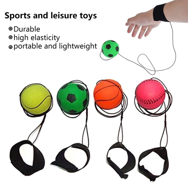 Balle de Retour au Poignet Portable à Haute Élasticité Résistante aux Déchirures en Forme de Ballon de Football Balle Rebondissante Bracelet Jouet Fournitures d'Intérieur