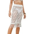 thumbnail image 3 of Yuemengxuan Women Fashionable Hollow Out Skirt, White Solid Color Elastic High Waist Skirt, 3 of 6