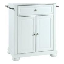 Pemberly Row Wood Granite Top Portable Kitchen Island in White