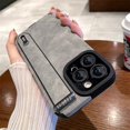 thumbnail image 3 of Luxury Suede Fur Leather Wrist Strap Holder Soft TPU Phone Case For iPhone 15 11 12 13 14 Pro Max 15Plus Shockproof Bumper Cover, 3 of 5