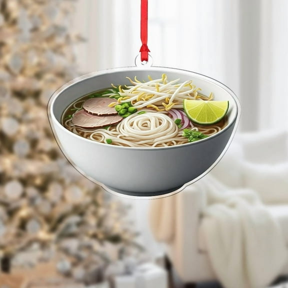 ViciArt Pho Noodle Bowl Ornament – 3mm Acrylic or Fiber Wood, UV-Printed, Funny Holiday Decor