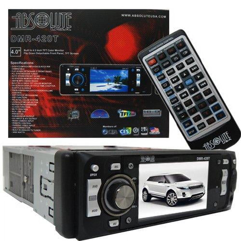 Absolute DMR-400 4-Inch In-Dash Receiver with DVD Player Flip Down
