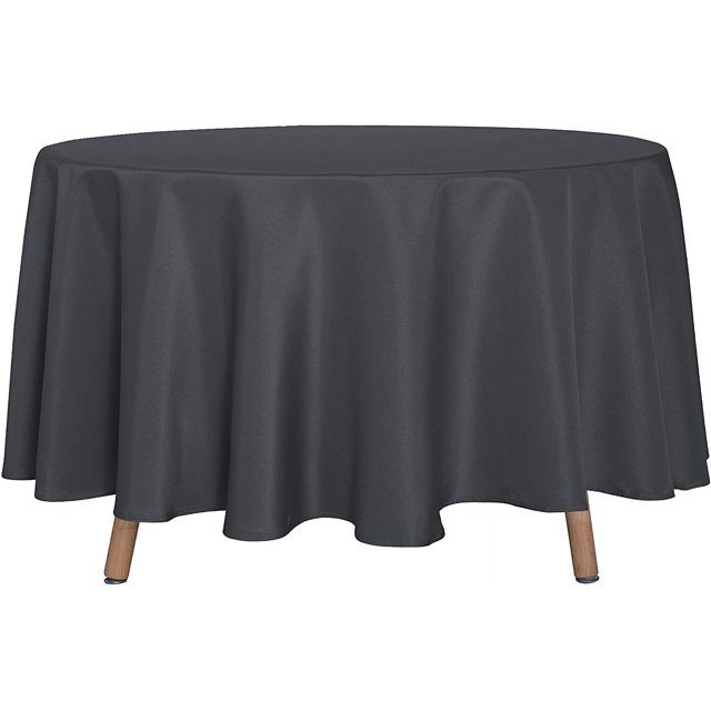 LAICAIW Nappe Ronde - 90 Pouces - Résistante à l'Eau, Anti-Déversement, Lavable, Nappe en Polyester, Tissu Décoratif, Housse de Table pour Table à Manger, Buffets, Fêtes et Camping, Gris