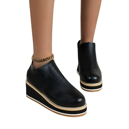 

Vikakiooze Women Retro Flat Bottom Shoes Casual b-o-o-t s Slip On Double Zipper Shoes Shoes for Women 2022