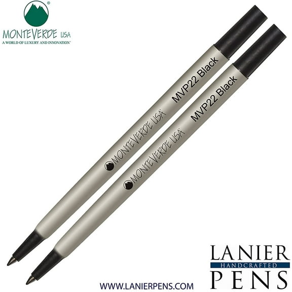 Lanier Combo Pack - 2 Pack - Monteverde Rollerball P22 Paste Ink Refill Compatible with most Parker Style Rollerball Pens - Black (Fine Tip 0.6mm)